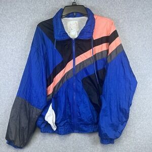Vintage Breakaway Mens L Tracksuit Set 80s 90s Colorblock Nylon Windbreaker Suit